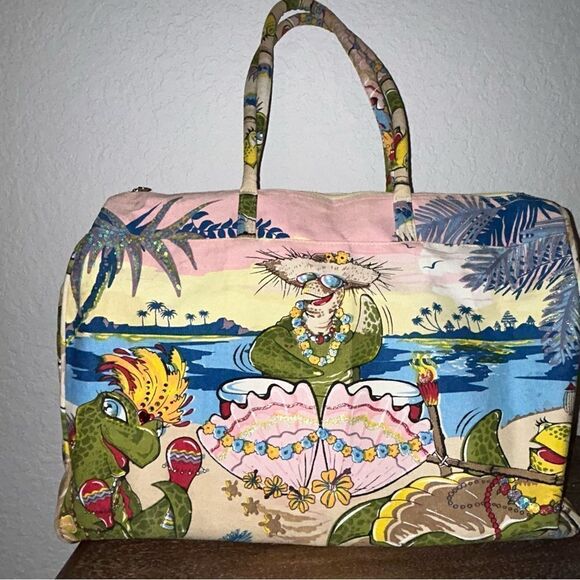 Vintage Cappelli Sequins Embellished Turtle Travel Weekend Statement Bag - Picture 5 of 9